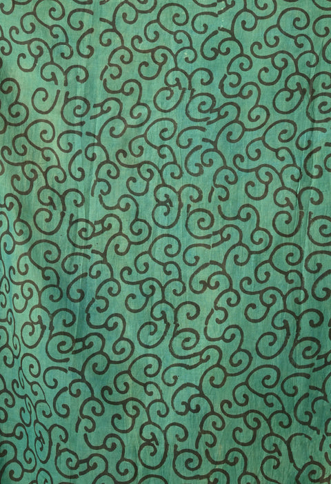 Hand Block Printed Ajrakh Cotton Saree - Green