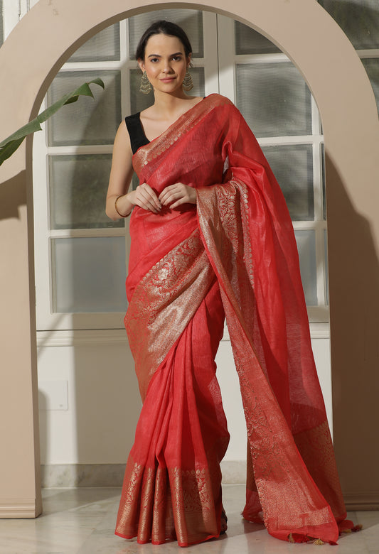 Silk Linen Banarasi Saree