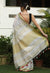 Pristine White Pure Handwoven Linen Saree with Digital Embroidery
