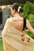 Gold Tussar Pure Handwoven Silk Linen Saree with Hand-embroidery
