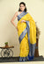 Yellow with Blue Banarasi Semi Katan Georgette Soft Silk Saree
