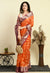 Orange with Purple Banarasi Semi Katan Georgette Soft Silk Saree