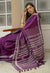 Purple Khadi Cotton Handwoven Saree
