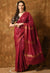 Northern Cardinal Red Handwoven Pure Ghicha Tussar Silk Saree with Stripe Pallu
