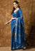 Blue Grosbeak Handwoven Pure Ghicha Tussar Silk Saree with Stripe Pallu