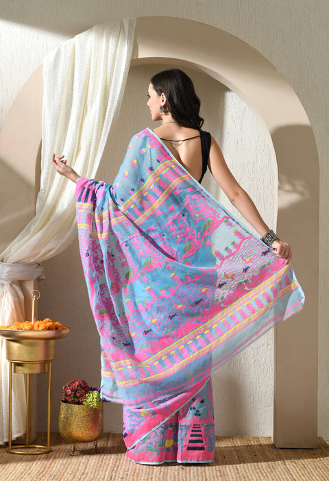 Nadiya Kinare Cotton Silk Jamdani Saree