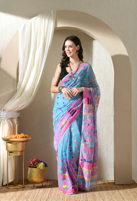 Nadiya Kinare Cotton Silk Jamdani Saree