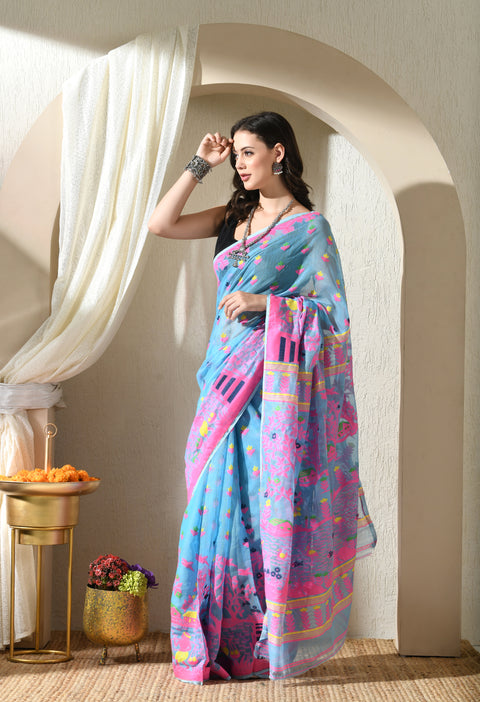 Nadiya Kinare Cotton Silk Jamdani Saree