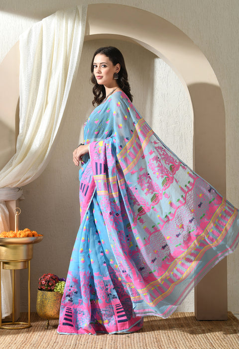 Nadiya Kinare Cotton Silk Jamdani Saree