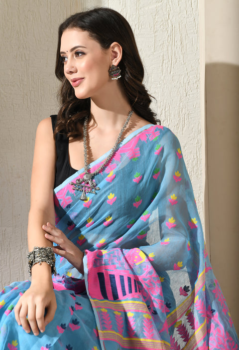Nadiya Kinare Cotton Silk Jamdani Saree