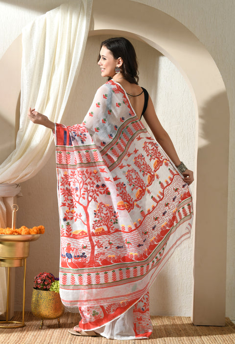 Ras Bhari Cotton Silk Jamdani Saree