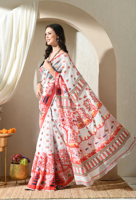 Ras Bhari Cotton Silk Jamdani Saree