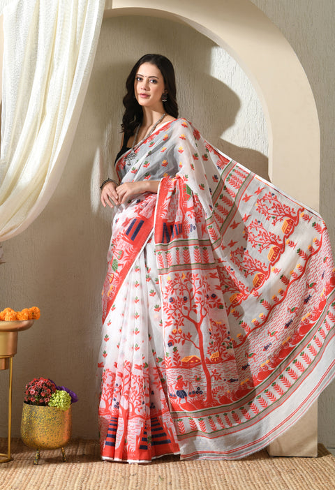 Ras Bhari Cotton Silk Jamdani Saree