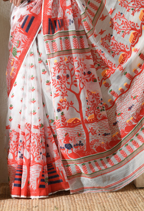 Ras Bhari Cotton Silk Jamdani Saree