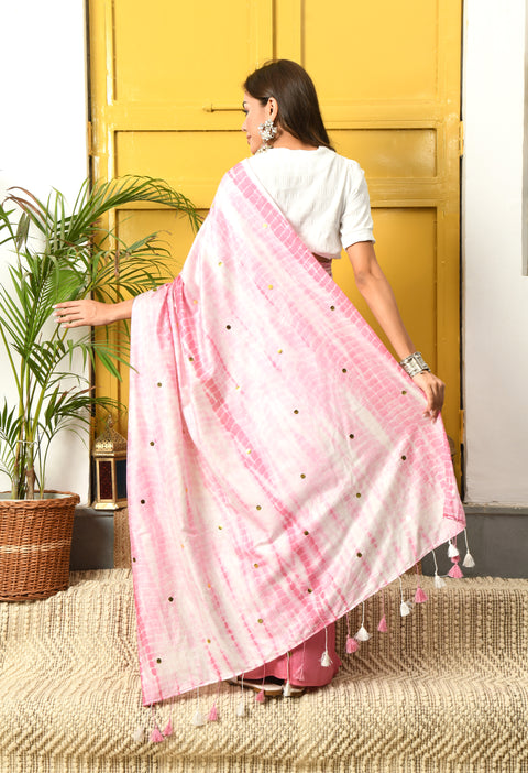 Chaitali Blush Pink Semi Silk Shibori Saree with Sequins