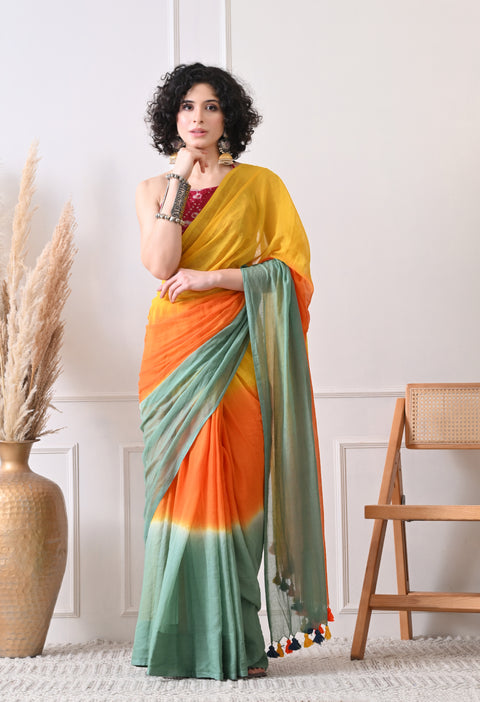Mul Cotton Shibori Printed Saree (Multi)