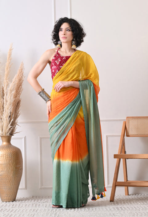 Mul Cotton Shibori Printed Saree (Multi)
