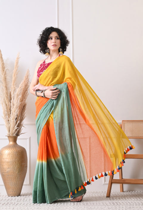 Mul Cotton Shibori Printed Saree (Multi)