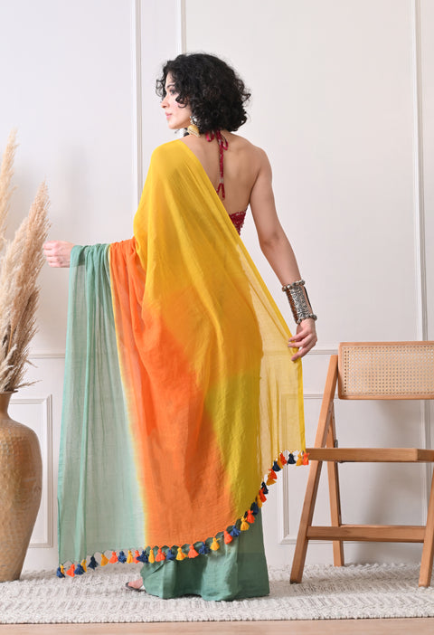 Mul Cotton Shibori Printed Saree (Multi)