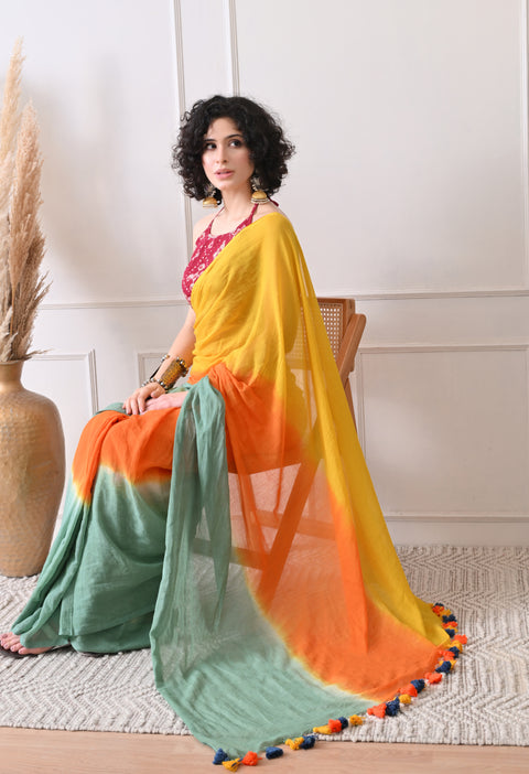 Mul Cotton Shibori Printed Saree (Multi)
