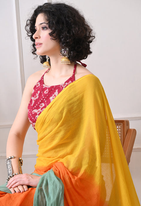 Mul Cotton Shibori Printed Saree (Multi)