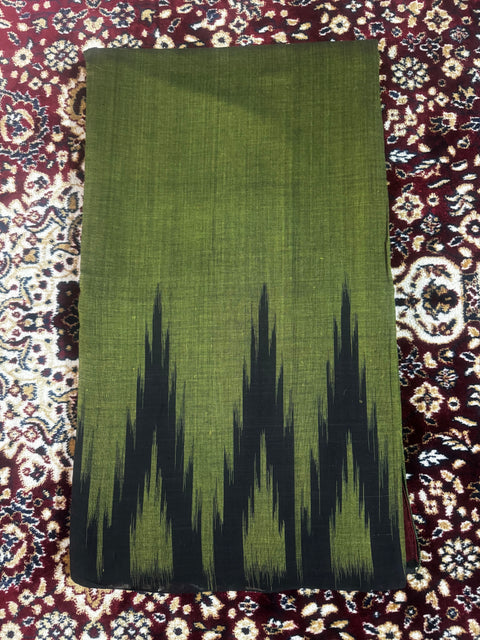 Odisha Handwoven Ikkat Cotton Saree -Kargil Saree - Moss Green/Black