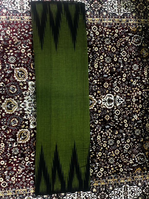 Odisha Handwoven Ikkat Cotton Saree -Kargil Saree - Moss Green/Black