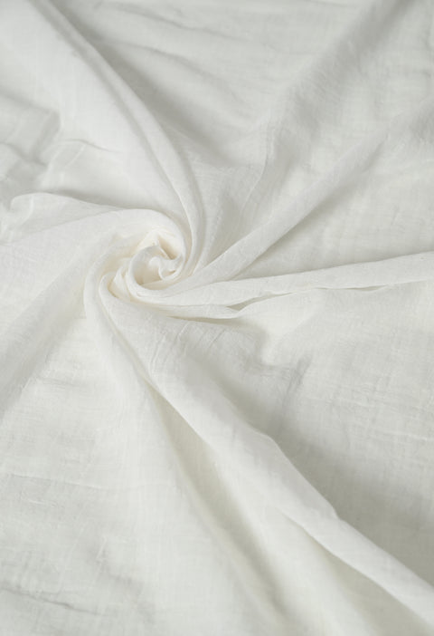 Hand-Painted White Mul Cotton Sunflower Saree