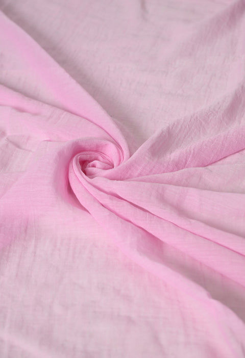 Baby Pink Hand-Painted Hibiscus Mul Cotton Saree