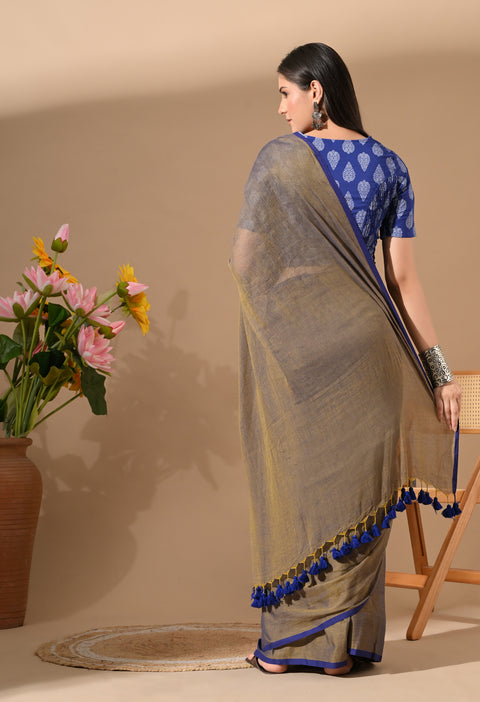 Handwoven Mul Cotton Saree - Brown