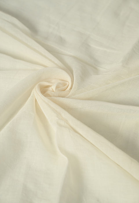 Off-White Mul Cotton Hand-Painted Black Tulip Saree