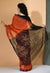 Rust Orange Silk Linen Jamdani Saree with Contrast Pallu - Swapna Creation
