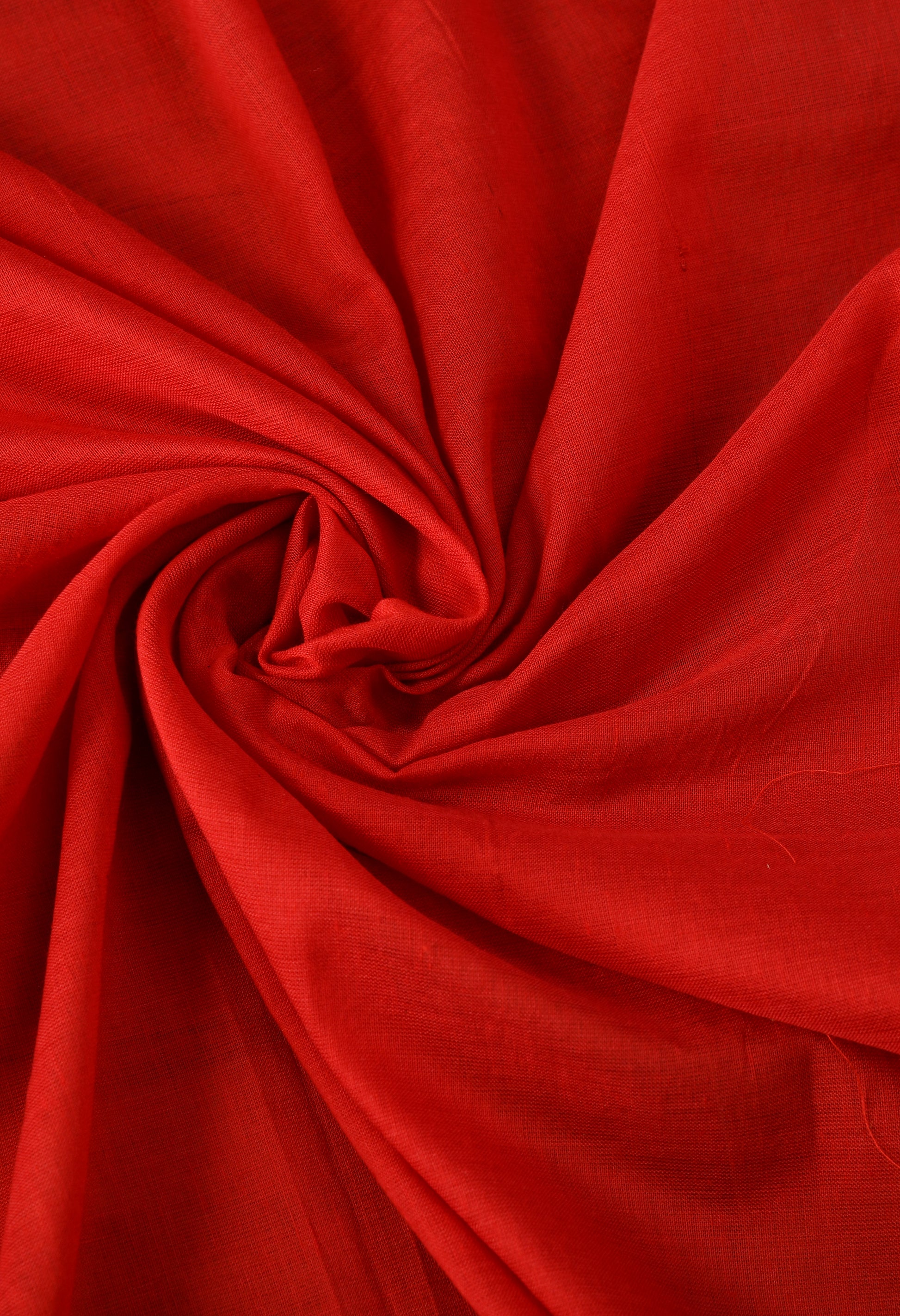 Red Cotton with Lurex stripe saree - Swapna Creation