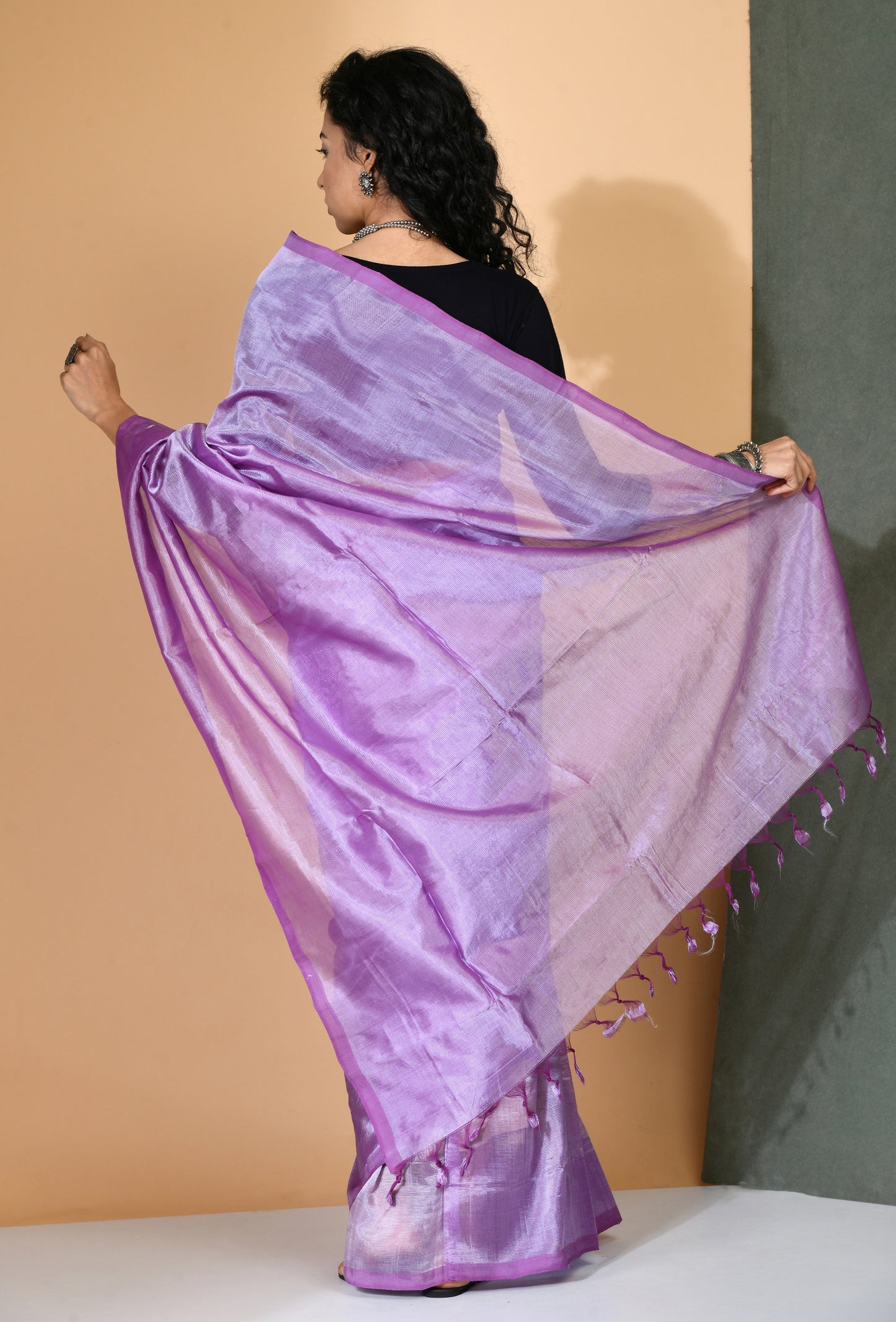 Lavender Bloom Handwoven Silk by cotton Mangalgiri Saree - Swapna Creation