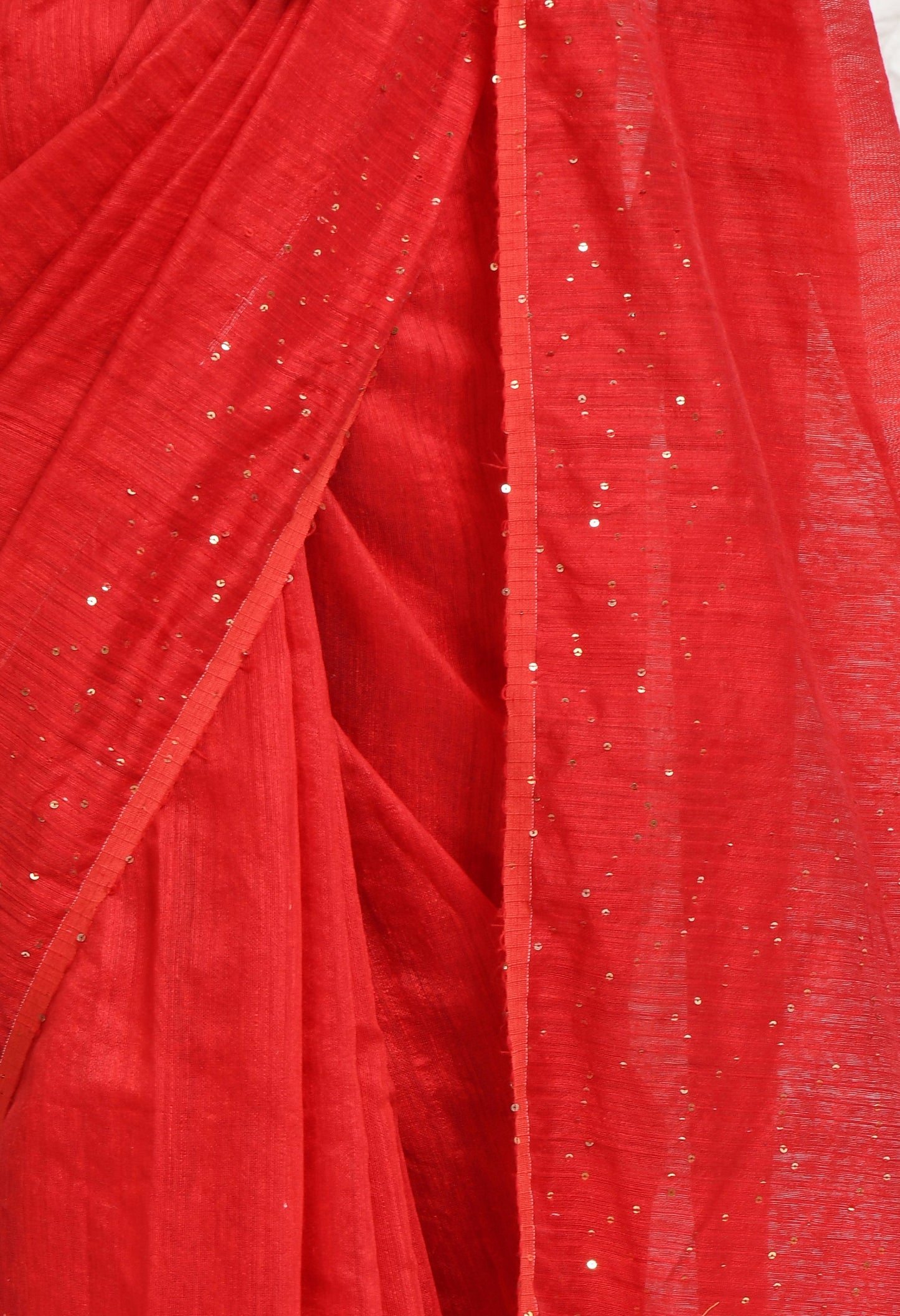 Red Matka Silk Saree with Sequins work - Swapna Creation