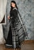Black Khadi Cotton Handwoven Jamdani Saree - Swapna Creation