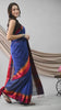 Blue Pure Silk Cotton Handwoven Maheshwari Saree - Swapna Creation