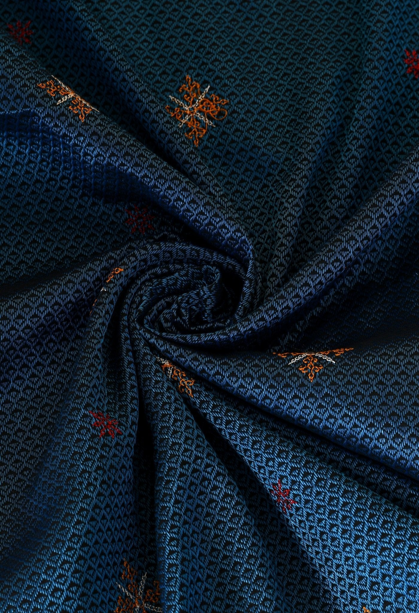 Cobalt Blue Kasuti Embroidered Khunn Saree - Swapna Creation