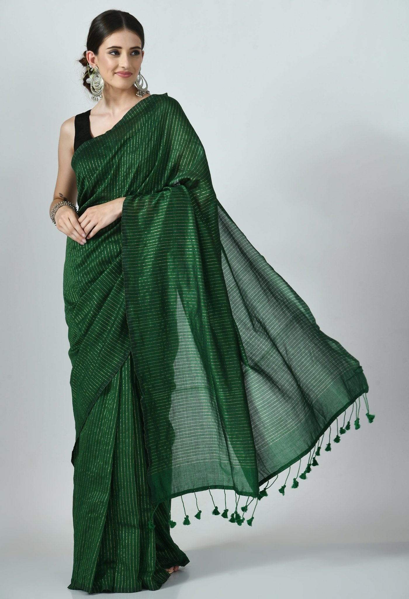 Buy Wonderful Green Digital Print Chanderi Cotton Saree With Blouse - Zeel  Clothing