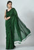 Dark Green Bengal Cotton with Lurex stripes saree - Swapna Creation