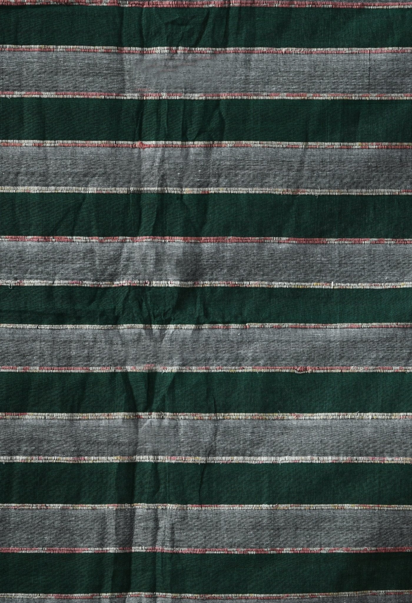 Green-Grey Khesh Saree with Stripes - Swapna Creation