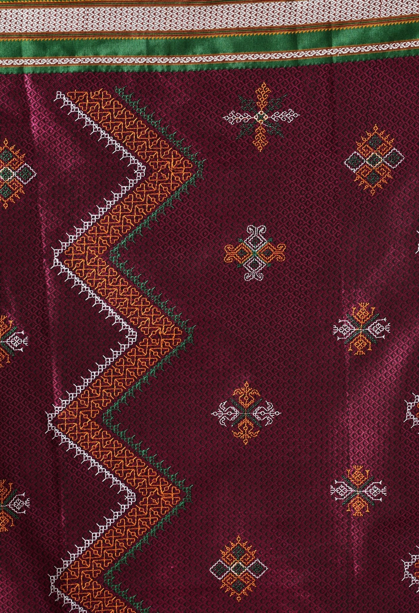 Mulberry Purple Kasuti Embroidered Khunn Saree - Swapna Creation