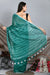 Swapna Creation Green Handwoven Linen Saree with silver handspun zari border and stripes on Pallu - Swapna Creation