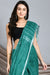 Swapna Creation Green Handwoven Linen Saree with silver handspun zari border and stripes on Pallu - Swapna Creation